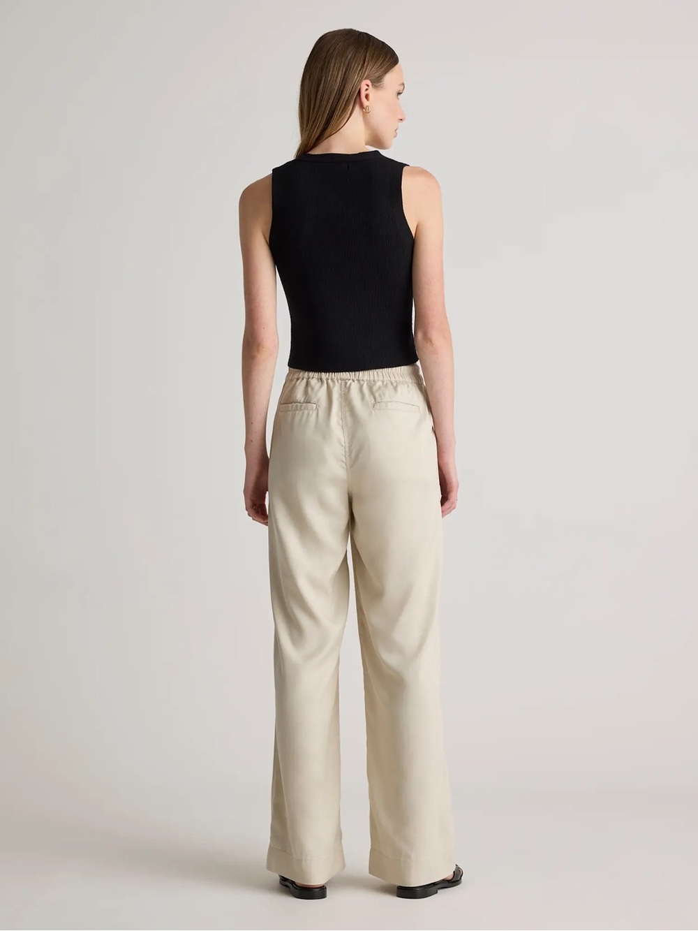 NWOT Quince Vintage Wash Tencel Wide Leg Pants - Sand & Navy Blue - Picture 6 of 8